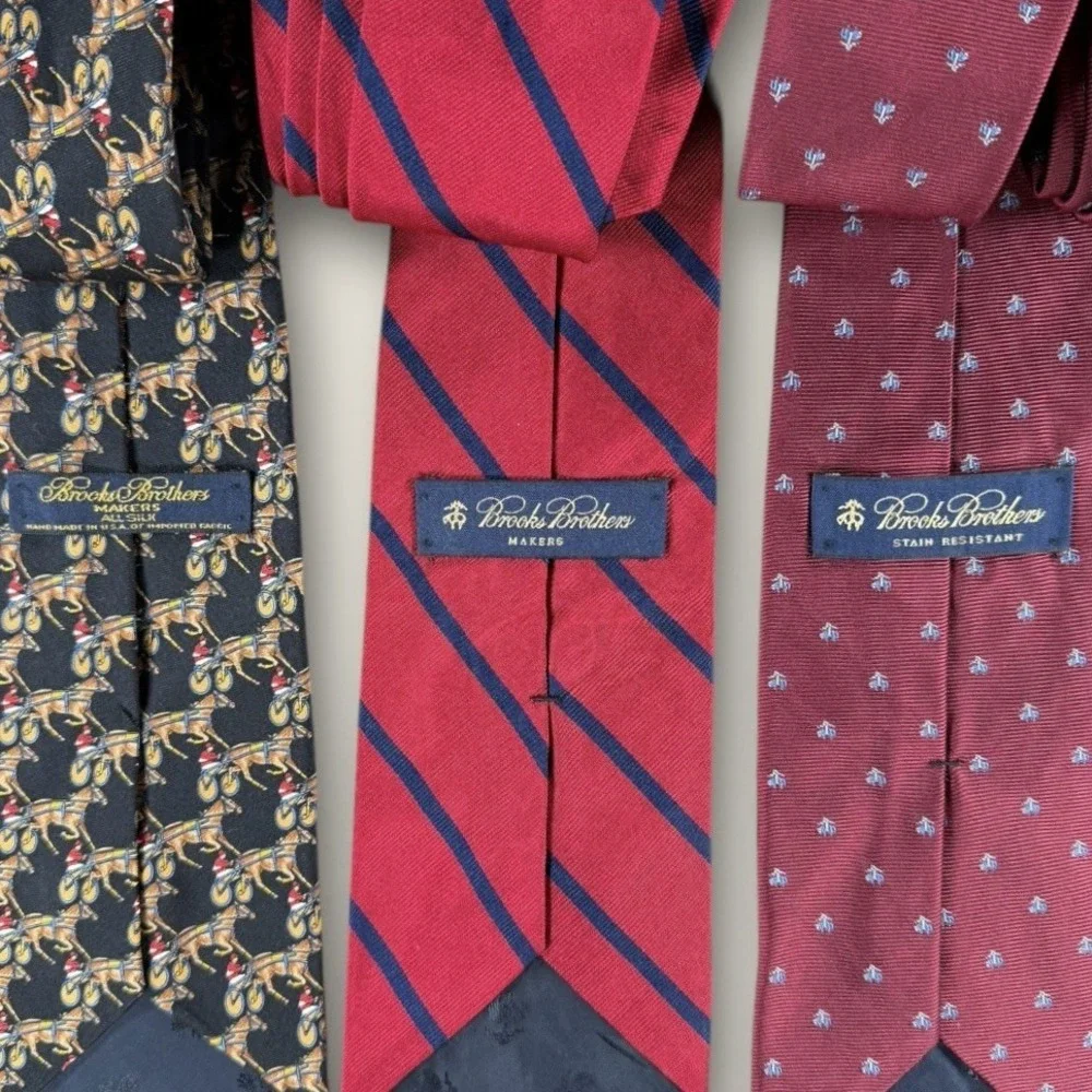 Brooks‎ Brothers Lot of 3 Silk Ties Harness Racing Stripe Golden Fleece Logo
